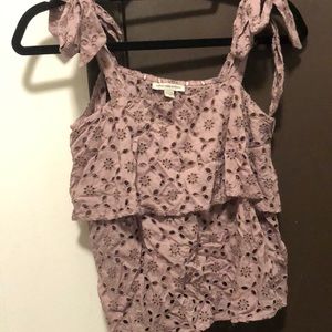 American Eagle Purple floral top with tie straps